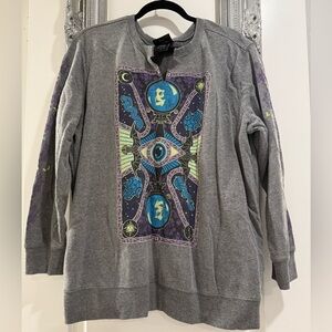 Torrid Plus Size 1 Disney Haunted Mansion Tarot Card Heather Gray Sweatshirt